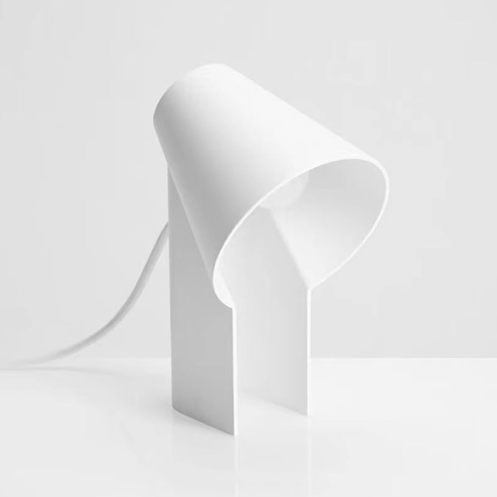 Design creativo per camera da letto, comodino, studio, soggiorno, divano, moderno, in metallo, lampada da tavolo campione (bianco)