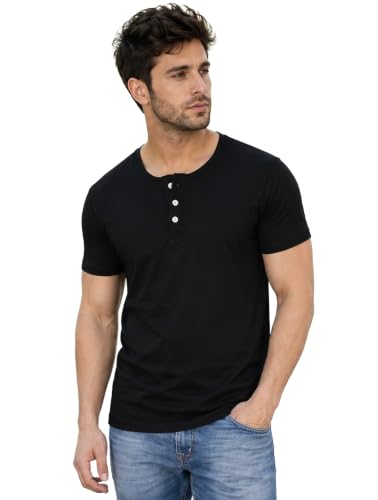 Image of London Hills T Shirt for Man | Men Henley Neck Tshirts | Tshirt Shirts Men | Gym T Shirts for Mens Workout T-Shirts for Man Cotton Stylish Henly Neck T Shirt Half Sleeve Regular Fit Solid Multicolour