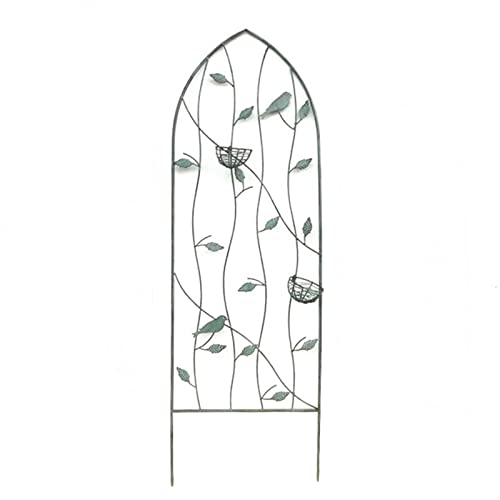 Ge Garden - Pannelli a graticcio in filo di ferro, recinzione per fiori, 101 x 35 cm, 120 x 39 cm, 150 x 45 cm, verde e bianco, per piante rampicanti, rose, viti e verdure