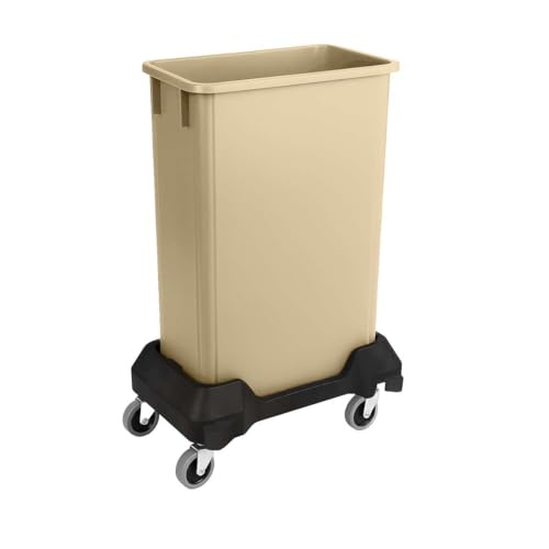 Image of 23 Gallon Slim Rectangular Garbage Can with Wheels - Beige