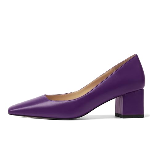 Womens Wedding Square Toe Slip On Dress Matte Chunky Low Heel Pumps Shoes 2.2 Inch2