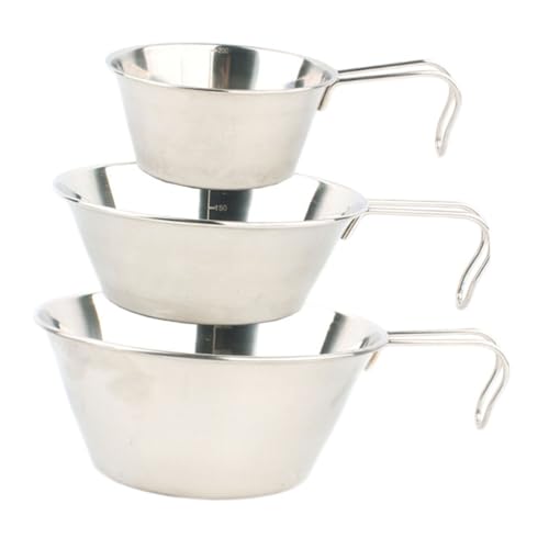 CAXUSD 3 Piezas Juego de tazón de Acero Inoxidable Plegable Bol Parrilla portátil alimento Almuerzo cámping Cocina de Barbacoa Accesorios al Aire Cena Silver