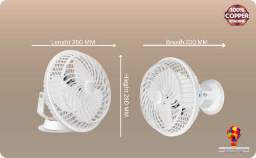 Image of STARVIN 9 Inch Wall Mounted Fan for Home & Kitchen | High Speed Cooling Wall Fan with Strong Airflow | Adjustable Angle, Low Noise Wall Fan for Office, Shop & Commercial Use (White)