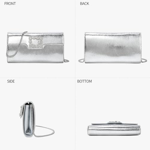 Image of Evening Bag Clutch Purses for Women Elegant Rhinestone Handbags for Formal Wedding Party & Cocktail Prom (silver)
