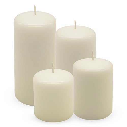 Echtwachs Stumpenkerzen 4er Set - elfenbein - Adventskerzen in 4...