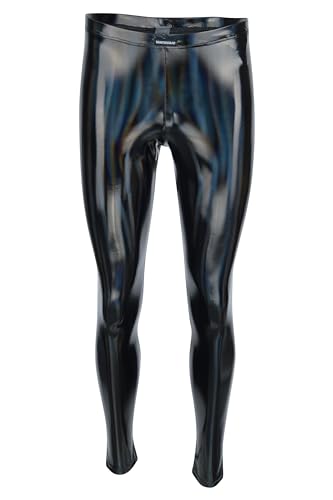 Vantissimo Herren Leggings Made in Germany in Schwarz Lack-Latex-Optik Holografische Reflektierende Meggings Lederhose Pants Kunstleder Hose (as3, alpha, xx_l, regular, regular, Schwarz Lack Hologram)