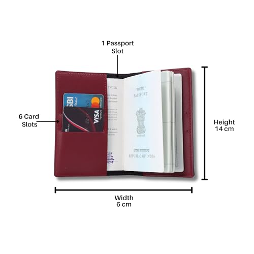 Image of AICA Personalised Name & Charm Leather Passport Cover Holder for Men & Women (Wine Color Passport Full Size) | Gifts for Women | Gift for Man | Return Gifts for Birthday | Passport Cover for Men(Wine)