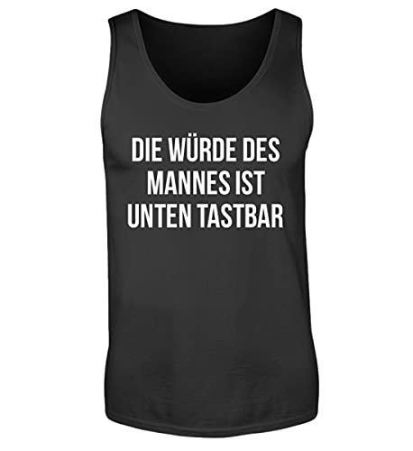 Camiseta de tirantes para hombre negra XL con frase graciosa en aleman de algodon