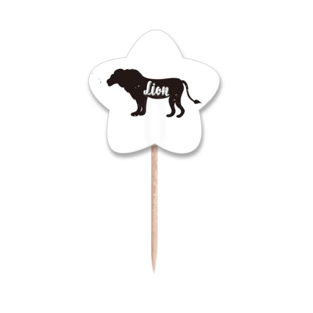 Cure-dents lion noir et blanc étoile cupcake pique gâteau décoration buffet anniversaire