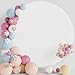 Putros 6.6FT Round Backdrop Cover White Circle Arch Cover with Buckles Polyester Fitted Round Balloon Arch Cover for Wedding Birthday Party Decoration