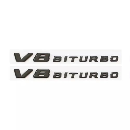 Image of Compatible with V8 BITURBO Emblem - ABS Chrome Letters for German Luxury Cars (2019-2025 G63 /C63 /GLC63), 3D Raised Design with Adhesive, Exact Fit Badge Replacement (Black)