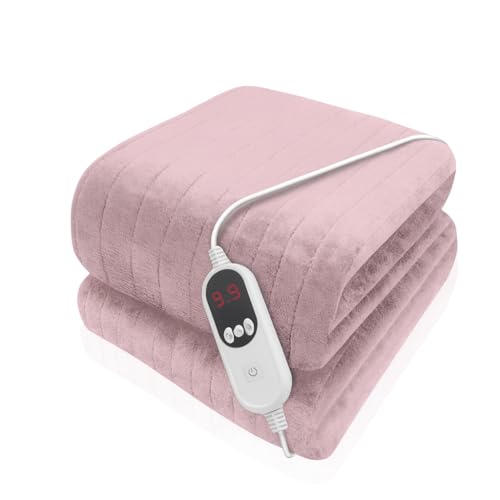 Purus Heated Throw Electric Blanket 9 Heat Settings 12HR Timer Pink