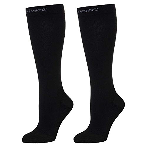 CompressionZ 30-40 mmHg Knee High Compression Socks Men & Women | Support Stockings for Travel, Nurses and Athletes -  CZ-0030-W-BLKXL