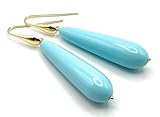 Pendientes Largos de Gotas Turquesas, Vermeil. Made in Italy, Joyas Artesanales, Regalo para Mujeres
