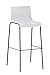 CLP Sgabello Bar Hoover In Polipropilene I Sgabello Fisso Alto In Metallo I Sedia Sgabello Impilabile Con Schienale, Colore:bianco, Colore del telaio:nero