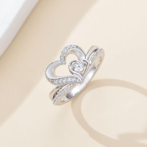 Heart Diamond Promise Ring for Women D Color VVS1 Clarity Lab Grown Diamond Ring 18K Gold Plated 925 Sterling Silver4