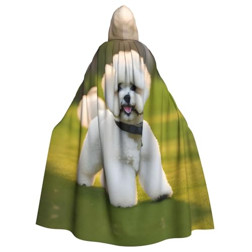 Cape à capuche bichon frisé imprimé animalier réaliste pour costume adulte