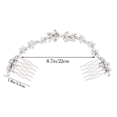 Unicra Wedding Crystal Hair Combs Bridal Headpieces Wedding Hair Accessories for Brides (Silver)