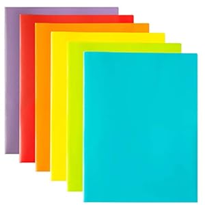 Youngever 12 Pack Plastic Pocket Folders – Heavy Duty Plastic 2 Pocket Folder, in 6 Colors