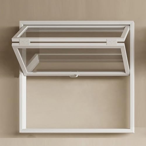 Ventana Plegable Interior de Doble Guillotina - Ventana de Concesión de Aluminio con Vidrio Reforzado. Ventana Corrediza Comercial Personalizable para Restaurante Café(White,WxH 48x32in/121.9x81.2cm)