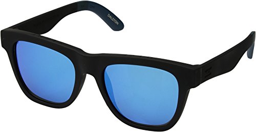 TOMS Traveler Unisex Dalston Square Sunglasses In Matte Black with A Blue Mirror Lens...