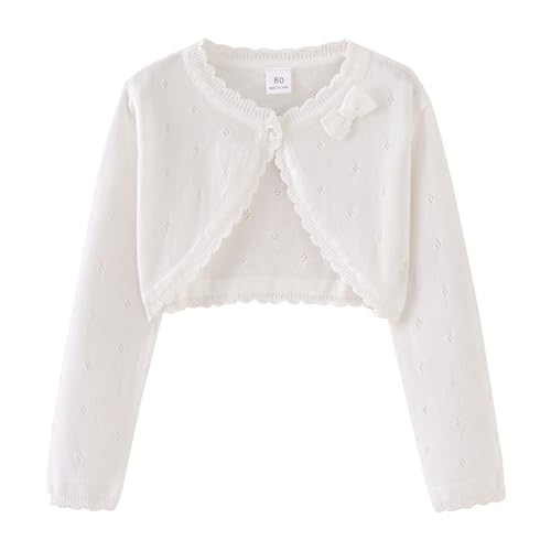 ABAFIP Girls Crop Cardigan Sweater Toddler Kids Long Sleeve Crochet Knitted Bolero Shrug Sweaters Top