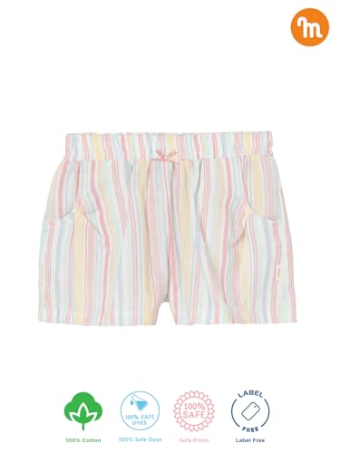 Image of Milou Girls 100% Cotton Stripes Allover Print Biowash Shorts | Soft & Breathable, Safe Dyes, Label-Free Comfort