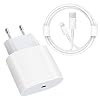 USB C Schnellladegerät – MFi Zertifiziert – Schnellladegerät PD 20W mit 6FT C auf Lightning Ladegerät Adapter Typ C für…