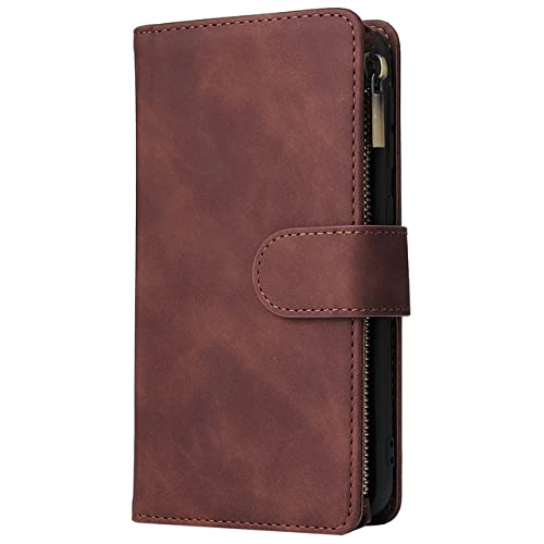 Étui en cuir à rabat Samsung Galaxy A12 A51 A71 housse portefeuille café antichoc