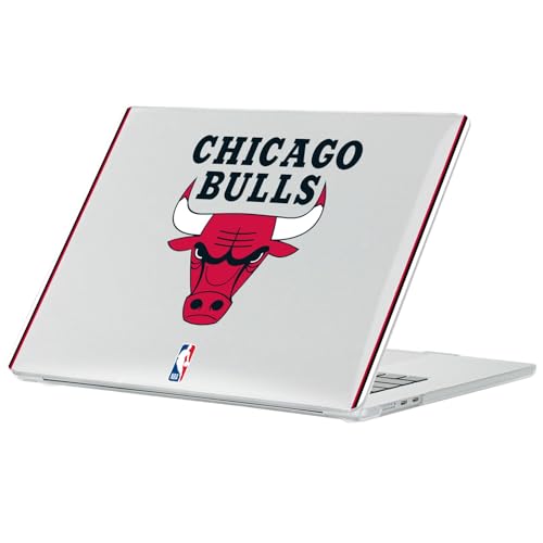 Coque MacBook Air 13.6 Chicago Bulls armure rigide transparente avec logo imprimé blanc