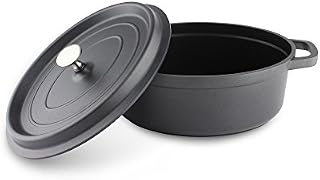 Die-Cast Aluminium, Oval Casserole Dish with Cover Lid, Black, 31 x 25cm, 5L
