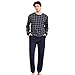 Vulcanodon Herren Schlafanzug Pyjama lang Set leichte Pyjamas weiche Schlafanzüge Loungewear (Dunkelblau kariert/Dunkelblau,M)