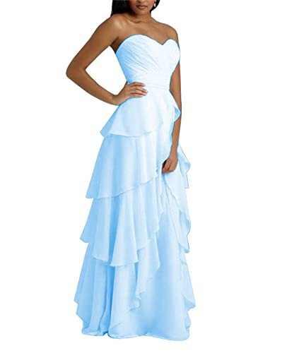 Robe bleu ciel col en cœur pour demoiselle d'honneur et soirées d'anniversaire