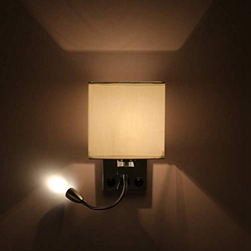 Aplique de pared LED para cabecera de dormitorio con interruptor y puerto USB 4