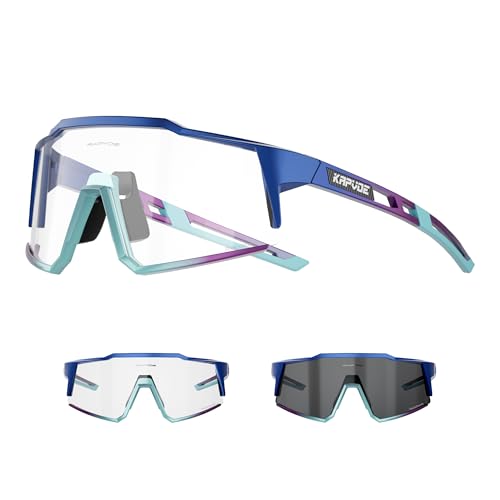 Image of KAPVOE Photochromic Cycling Glasses MTB Clear Mountain Bike Transition Bicycle Sunglasses for Men Women