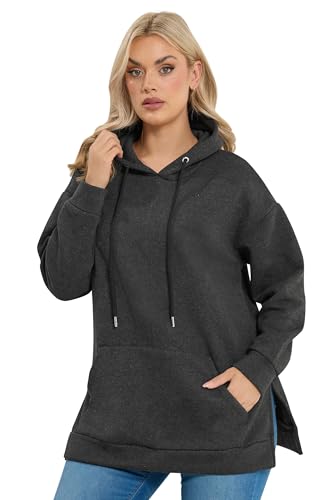 Image of Yours Curve Grey Seam Detail Drawstring Hoodie - Women's - Plus Size Curve