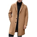 Generisch Jeansjacke Herren Mantel Kurz Trenchcoat Schwarze Jacke Wintermantel Lang Warm Teddyfleece Beige Xl