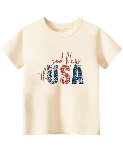 Toddler Boys 4th of July Shirt, Girls Kids USA Red White and Blue Shirts, American Flag Patriotic Tee 2-8T