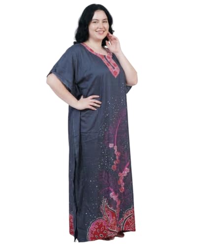 Image of Oussum Women Polyester Casual Long Plus Size Beach Caftan Cover Up Maxi Dress 1X-3X Summer Kaftan Dresses for Women