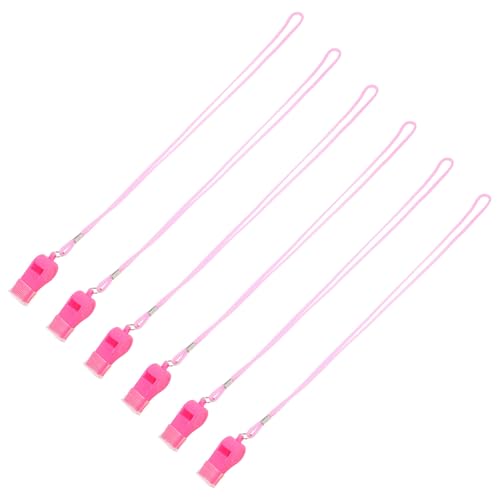 6 silbatos deportivos rosas con cordón y sonido fuerte 120db miniatura 1