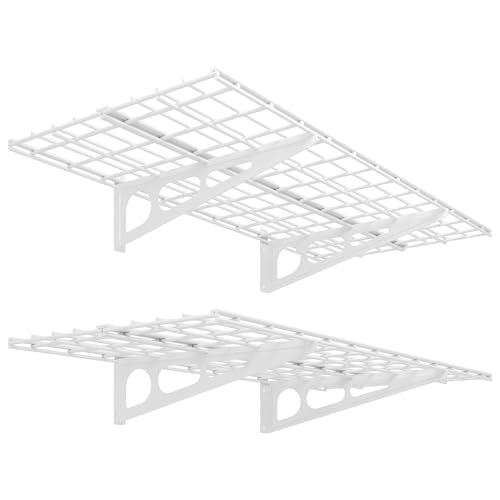 FLEXIMOUNTS 2-Pack 2x4ft 24-inch-by-48-inch Wall Shelf Garage Storage Rack Wall Mounted Floating...