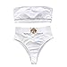 ZGMYC Women 2 Piece Sexy Underboob Cut Out Bikini Swimwear Fashion Patchwork Bathing Suit (White, Large)