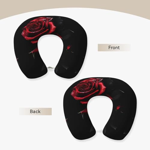 Almohada para cuello de recuerdo con diseño rojo y rosas miniatura 3
