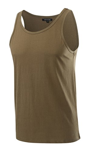 HETHCODE Men's Classic Basic Athletic Jersey Tank Top Casual T Shirts Military XXL