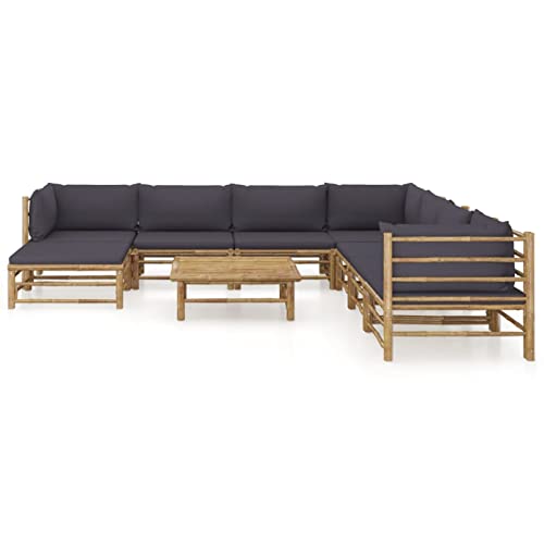 ZEYUAN 9-TLG. Garten-Lounge-Set mit Dunkelgrauen Kissen, Gartenlounge, Balkon Möbel, Terrassenmöbel, Lounge Gartenmöbel… – Bild 3
