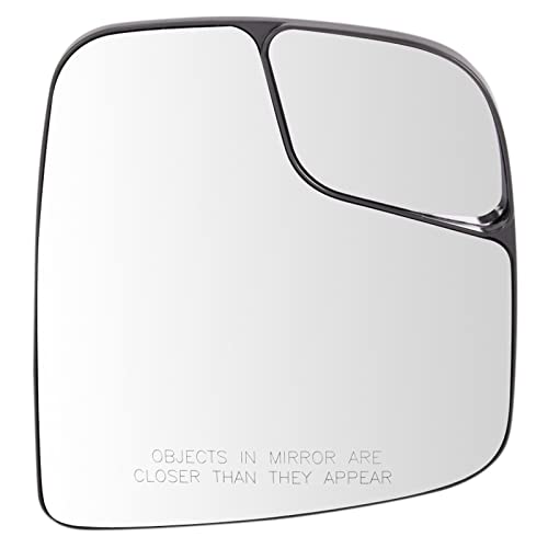 TRQ Passenger Side Mirror Glass Heated with Spotter Glass Convex Snap On Compatible with 2015-2021 Nissan NV200 NI1325126