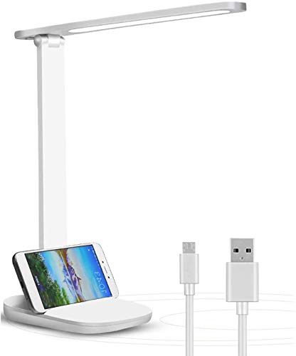 Lámpara Escritorio LED, Lámparas de Mesa USB Recargable Regulable, 2000mAh Plegable Luz Lámpara Escritorio (3 Modos, Función de Memoria, Control Táctil) para dormitorio, oficina, Cuidado de ojos