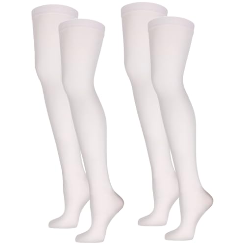 Image of 2 Pairs Compression Stockings Medical Thigh High Anti Embolism - Unisex Ted Graduated Moderate Compression [8-20 mmHg] Hose Socks with Inspection Hole and Non Slip Top Band - for Support, Circulation & Pressure