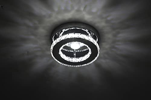 Modern Crystal Chandelier Flush Led Crystal Ceiling Light Chrome Finish for Living Room