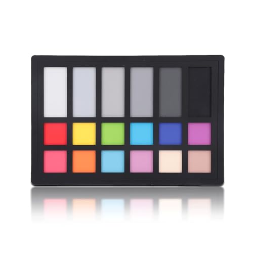 Plyisty White Balance and Color Calibration Chart, 12 Spectrum Color Panels, 6 Grayscale Panels, 8.7 X 5.9 in, Compact Size for Outdoor Photography